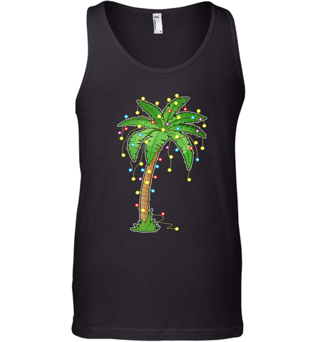 Christmas Lights Palm Tree Beach Funny Tropical Xmas Gift Men's Tank Top Men's Tank Top / Black / XS Men's Tank Top - FordPhuMy