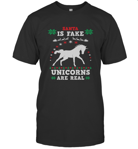 Santa Is Fake Unicorns Are Real Cute Ugly Christmas Sweater Men's T-Shirt Men's T-Shirt / Black / S Men's T-Shirt - FordPhuMy