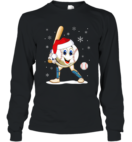 Christmas Baseball Santa Xmas Gift Lover Long Sleeve T-Shirt Long Sleeve T-Shirt / Black / S Long Sleeve T-Shirt - FordPhuMy