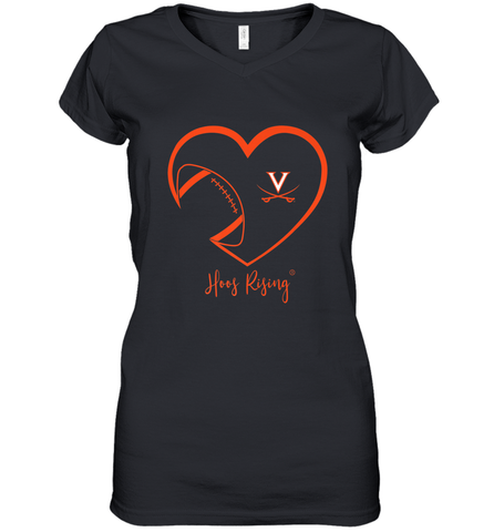 Virginia Cavaliers Football Inside Heart Team Women's V-Neck T-Shirt Women's V-Neck T-Shirt / Black / S Women's V-Neck T-Shirt - FordPhuMy