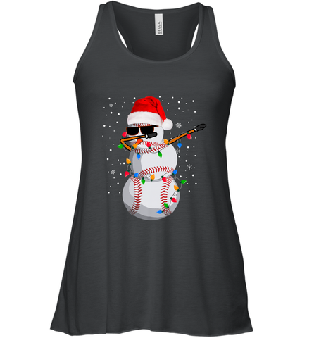 Dabbing Snowman Baseball Christmas Lights Pajama Tee Women's Racerback Tank Women's Racerback Tank / Black / XS Women's Racerback Tank - FordPhuMy