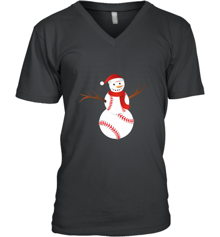 Snowman Baseball Christmas Men's V-Neck Men's V-Neck / Black / S Men's V-Neck - FordPhuMy