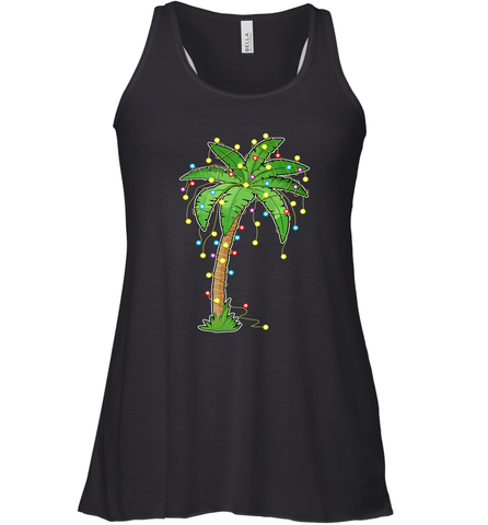 Christmas Lights Palm Tree Beach Funny Tropical Xmas Gift Women's Racerback Tank Women's Racerback Tank / Black / XS Women's Racerback Tank - FordPhuMy
