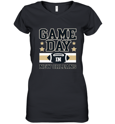 NFL New Orleans La. Game Day Football Home Team Women's V-Neck T-Shirt Women's V-Neck T-Shirt / Black / S Women's V-Neck T-Shirt - FordPhuMy