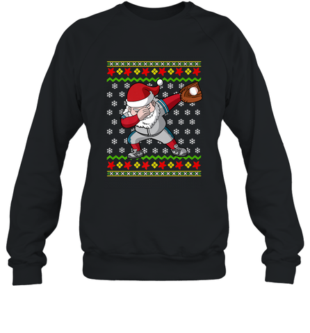 Christmas Dabbing Santa Baseball Gift Crewneck Sweatshirt Crewneck Sweatshirt / Black / S Crewneck Sweatshirt - FordPhuMy