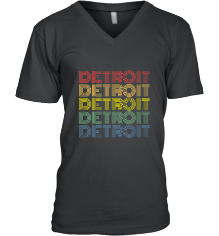 Vintage 1980s Style Detroit Michigan Men's V-Neck Men's V-Neck / Black / S Men's V-Neck - FordPhuMy