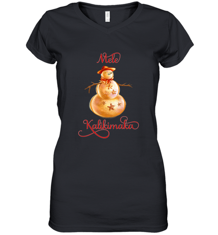 Mele Kalikimaka Hawaiian Christmas Women's V-Neck T-Shirt Women's V-Neck T-Shirt / Black / S Women's V-Neck T-Shirt - FordPhuMy
