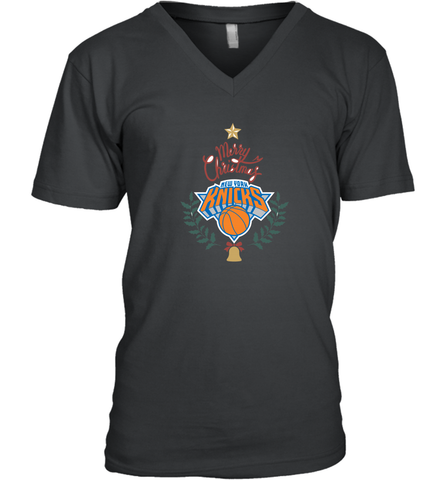 NBA New York Knicks Logo merry Christmas gilf Men's V-Neck Men's V-Neck / Black / S Men's V-Neck - FordPhuMy