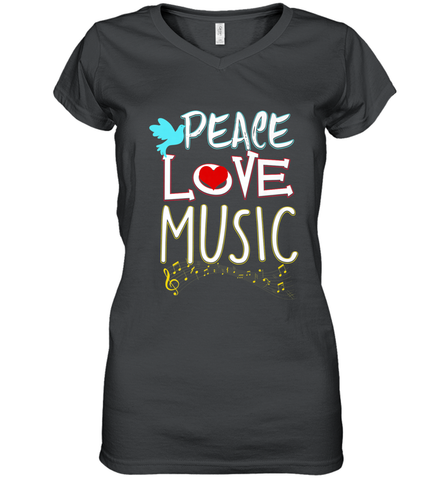 Peace Love Music Hippie Hipster Festival Women's V-Neck T-Shirt Women's V-Neck T-Shirt / Black / S Women's V-Neck T-Shirt - FordPhuMy