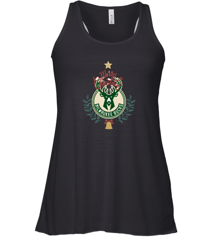NBA Milwaukee Bucks Logo merry Christmas gilf Women's Racerback Tank Women's Racerback Tank / Black / XS Women's Racerback Tank - FordPhuMy