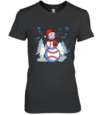 DABBING BASEBALL SNOWMAN _ Christmas Funny Women's Premium T-Shirt Women's Premium T-Shirt / Black / XS Women's Premium T-Shirt - FordPhuMy