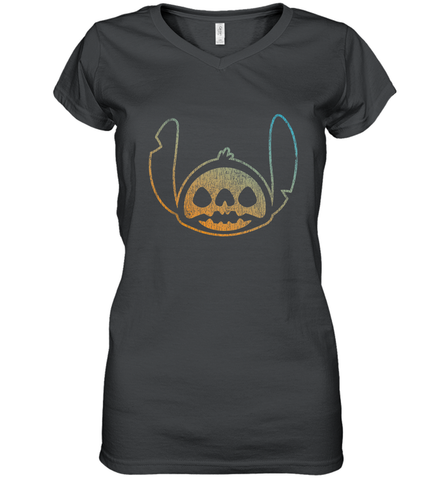 Disney Stitch Face Halloween Women's V-Neck T-Shirt Women's V-Neck T-Shirt / Black / S Women's V-Neck T-Shirt - FordPhuMy