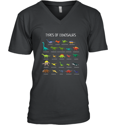 Types Of Dinosaurs Men's V-Neck Men's V-Neck / Black / S Men's V-Neck - FordPhuMy