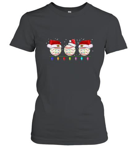 Three Baseball Balls Christmas Gift Santa Xmas lights Snow Women's T-Shirt Women's T-Shirt / Black / S Women's T-Shirt - FordPhuMy