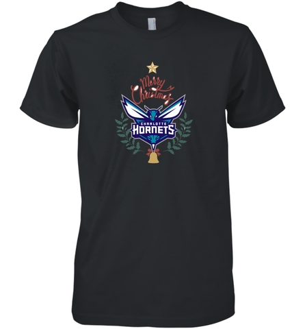 NBA Charlotte Hornets Logo merry Christmas gilf Men's Premium T-Shirt Men's Premium T-Shirt / Black / XS Men's Premium T-Shirt - FordPhuMy