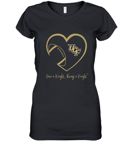 UCF Knights Football Inside Heart Team Apparel Women's V-Neck T-Shirt Women's V-Neck T-Shirt / Black / S Women's V-Neck T-Shirt - FordPhuMy