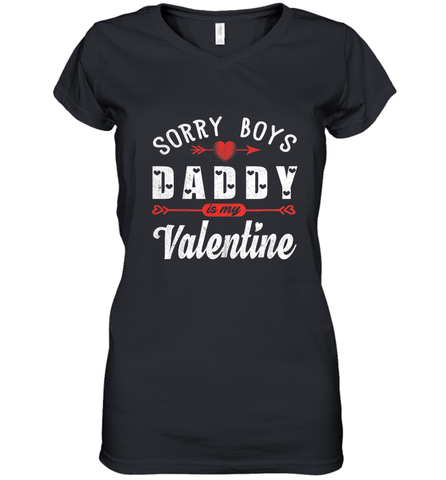 Funny Valentine's Day Present For Your Little Girl, Daughter Women's V-Neck T-Shirt Women's V-Neck T-Shirt / Black / S Women's V-Neck T-Shirt - FordPhuMy