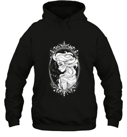 Disney Frozen Elsa Sketch Portrait Snowflakes Hooded Sweatshirt Hooded Sweatshirt / Black / S Hooded Sweatshirt - FordPhuMy