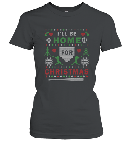 Premium Baseball Ugly Christmas Sweater Pattern Women's T-Shirt Women's T-Shirt / Black / S Women's T-Shirt - FordPhuMy