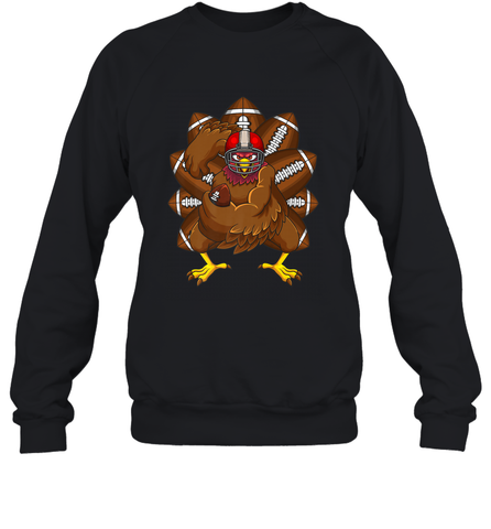 Cool Turkey Football Feathers Funny Thanksgiving Sports Crewneck Sweatshirt Crewneck Sweatshirt / Black / S Crewneck Sweatshirt - FordPhuMy