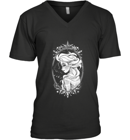Disney Frozen Elsa Sketch Portrait Snowflakes Men's V-Neck Men's V-Neck / Black / S Men's V-Neck - FordPhuMy