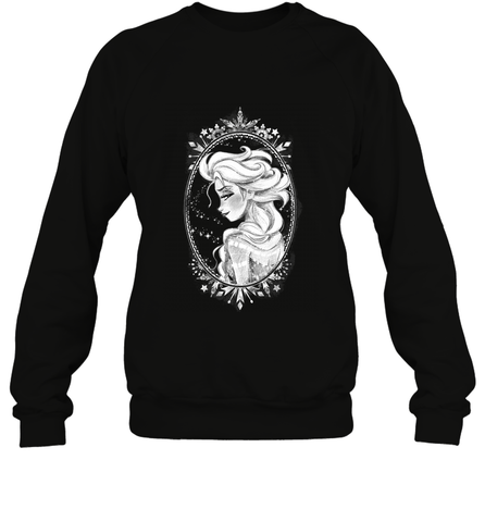 Disney Frozen Elsa Sketch Portrait Snowflakes Crewneck Sweatshirt Crewneck Sweatshirt / Black / S Crewneck Sweatshirt - FordPhuMy