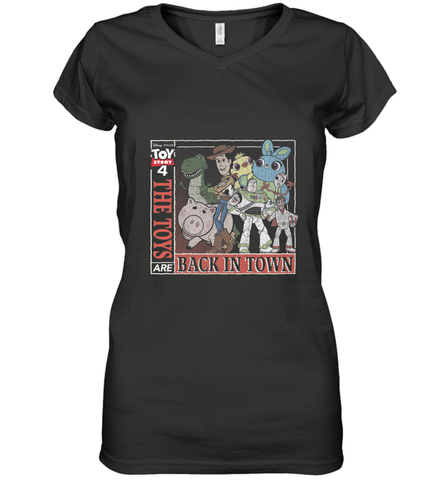 Disney Pixar Toy Story 4 Toys Are Back In Town Women's V-Neck T-Shirt Women's V-Neck T-Shirt / Black / S Women's V-Neck T-Shirt - FordPhuMy