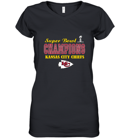 NFL super bowl Kansas City Chiefs champions Women's V-Neck T-Shirt Women's V-Neck T-Shirt / Black / S Women's V-Neck T-Shirt - FordPhuMy
