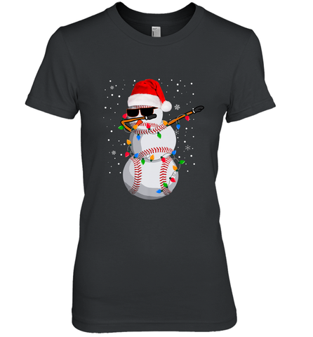Dabbing Snowman Baseball Christmas Lights Pajama Tee Women's Premium T-Shirt Women's Premium T-Shirt / Black / XS Women's Premium T-Shirt - FordPhuMy