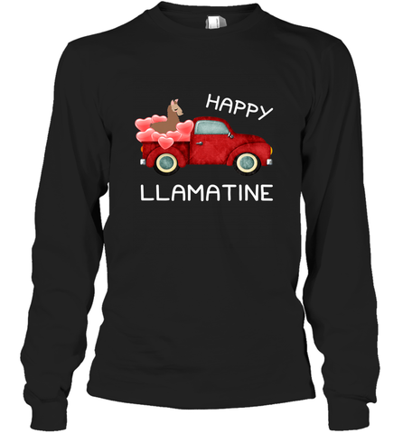 Happy Llamatine funny Valentine Day Llama costume Long Sleeve T-Shirt Long Sleeve T-Shirt / Black / S Long Sleeve T-Shirt - FordPhuMy