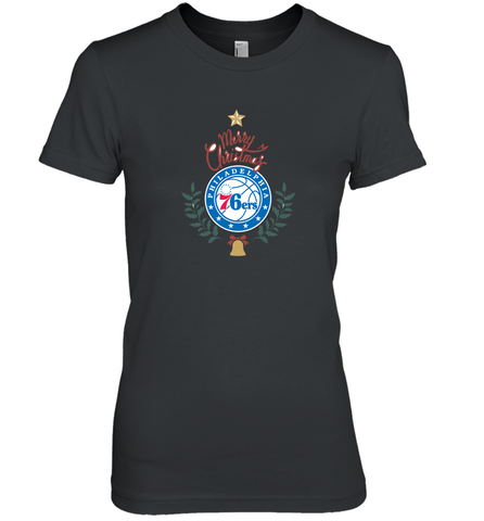 NBA Philadelphia 76ers Logo merry Christmas gilf Women's Premium T-Shirt Women's Premium T-Shirt / Black / XS Women's Premium T-Shirt - FordPhuMy