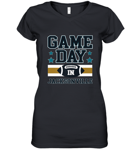 NFL Jacsonville Game Day Football Home Team Women's V-Neck T-Shirt Women's V-Neck T-Shirt / Black / S Women's V-Neck T-Shirt - FordPhuMy