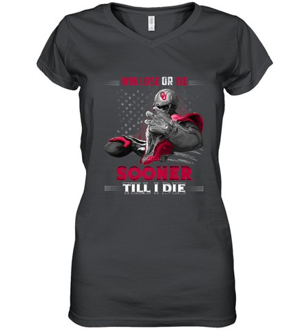 Oklahoma Sooners Win Lose Or Tie Women's V-Neck T-Shirt Women's V-Neck T-Shirt / Black / S Women's V-Neck T-Shirt - FordPhuMy