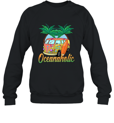 Retro Surfer Love Surfing Beach Party Tropical Vacay Crewneck Sweatshirt Crewneck Sweatshirt / Black / S Crewneck Sweatshirt - FordPhuMy