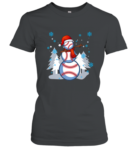 DABBING BASEBALL SNOWMAN _ Christmas Funny Women's T-Shirt Women's T-Shirt / Black / S Women's T-Shirt - FordPhuMy