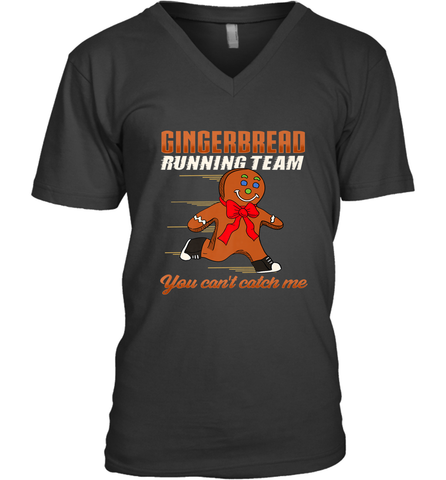 Christmas Gingerbread Man Cookie Gingerbread Running Team Men's V-Neck Men's V-Neck / Black / S Men's V-Neck - FordPhuMy