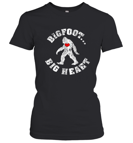 Bigfoot Heart Valentine's Day Lover Art Graphics Great Gift Women's T-Shirt Women's T-Shirt / Black / S Women's T-Shirt - FordPhuMy