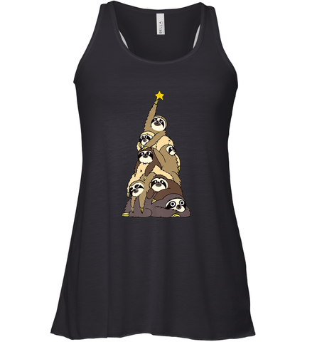 Merry Christmas Merry Slothmas Sloth Christmas Tree Xmas Women's Racerback Tank Women's Racerback Tank / Black / XS Women's Racerback Tank - FordPhuMy