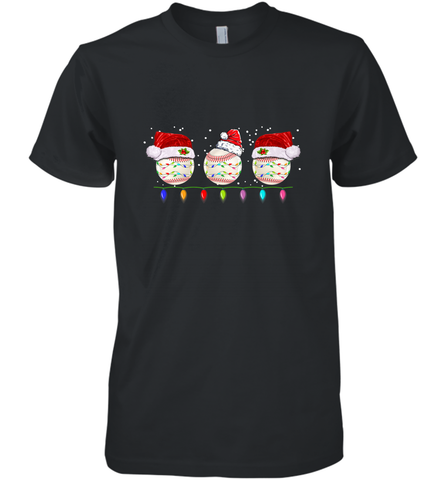 Three Baseball Balls Christmas Gift Santa Xmas lights Snow Men's Premium T-Shirt Men's Premium T-Shirt / Black / XS Men's Premium T-Shirt - FordPhuMy