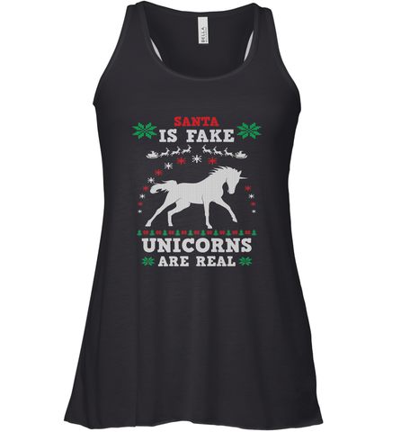 Santa Is Fake Unicorns Are Real Cute Ugly Christmas Sweater Women's Racerback Tank Women's Racerback Tank / Black / XS Women's Racerback Tank - FordPhuMy
