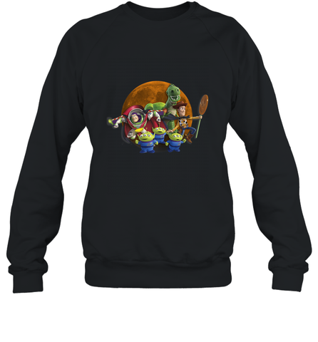Disney Pixar Toy Story Halloween Moon Group Crewneck Sweatshirt Crewneck Sweatshirt / Black / S Crewneck Sweatshirt - FordPhuMy