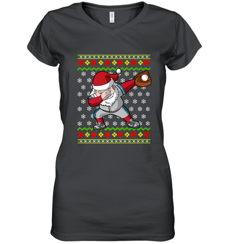 Christmas Dabbing Santa Baseball Gift Women's V-Neck T-Shirt Women's V-Neck T-Shirt / Black / S Women's V-Neck T-Shirt - FordPhuMy