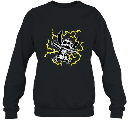 Disney Stitch Skeleton Halloween Crewneck Sweatshirt Crewneck Sweatshirt / Black / S Crewneck Sweatshirt - FordPhuMy