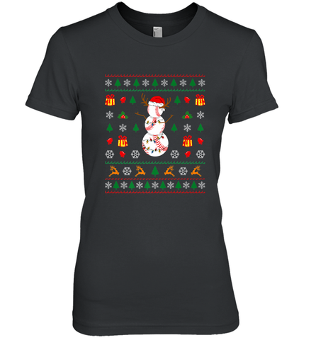 Christmas Baseball Snowman Reindeer In A Santa Hat Pajama Women's Premium T-Shirt Women's Premium T-Shirt / Black / XS Women's Premium T-Shirt - FordPhuMy