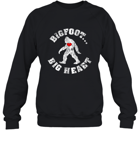 Bigfoot Heart Valentine's Day Lover Art Graphics Great Gift Crewneck Sweatshirt Crewneck Sweatshirt / Black / S Crewneck Sweatshirt - FordPhuMy