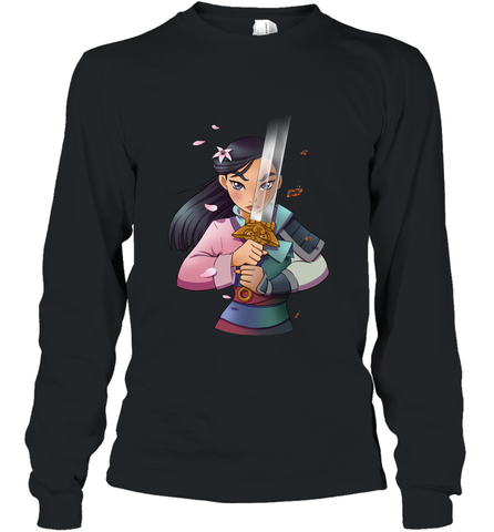 Disney Mulan Anime Half Girl Half Warrior Long Sleeve T-Shirt Long Sleeve T-Shirt / Black / S Long Sleeve T-Shirt - FordPhuMy