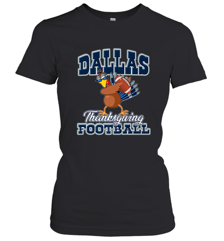 Dallas Thanksgiving Day Funny Turkey Playing Texas Football Premium T Shirt Women's T-Shirt Women's T-Shirt / Black / S Women's T-Shirt - FordPhuMy