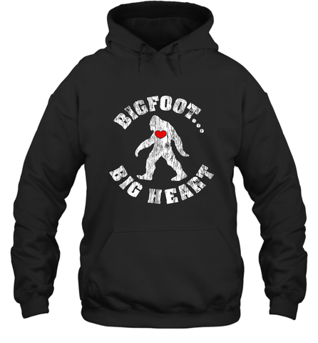 Bigfoot Heart Valentine's Day Lover Art Graphics Great Gift Hooded Sweatshirt Hooded Sweatshirt / Black / S Hooded Sweatshirt - FordPhuMy