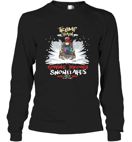 Trump Train 2020 Plow snowflakes Christmas Long Sleeve T-Shirt Long Sleeve T-Shirt / Black / S Long Sleeve T-Shirt - FordPhuMy
