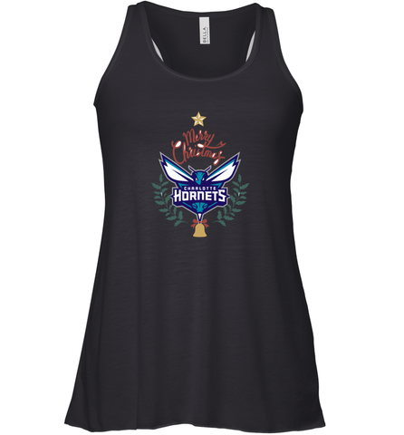 NBA Charlotte Hornets Logo merry Christmas gilf Women's Racerback Tank Women's Racerback Tank / Black / XS Women's Racerback Tank - FordPhuMy